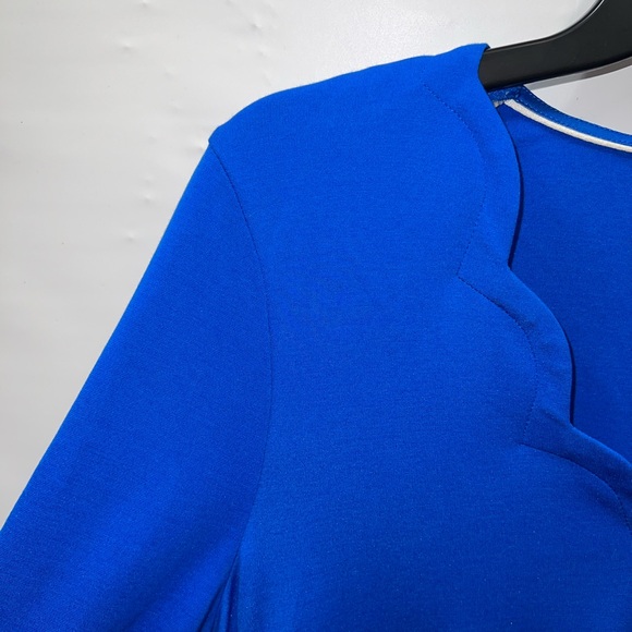 Isaac Mozart Blouse Women’s Medium Blue Long Sleeve Polyester Blend V-Neck - Picture 5 of 15